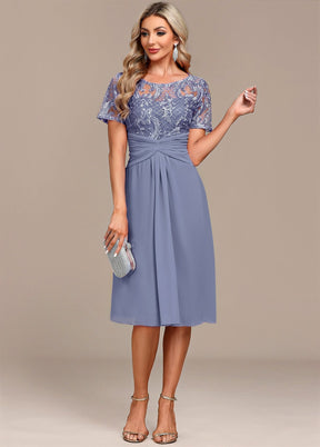 Vestido Plus Size Dusty Blue Lace H Shape