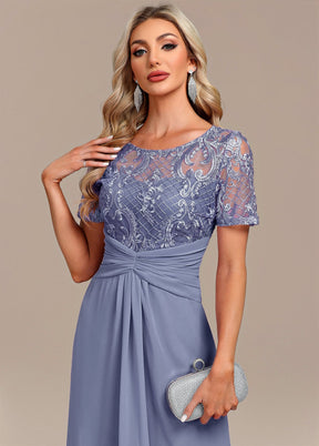 Vestido Plus Size Dusty Blue Lace H Shape