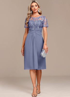 Vestido Plus Size Dusty Blue Lace H Shape