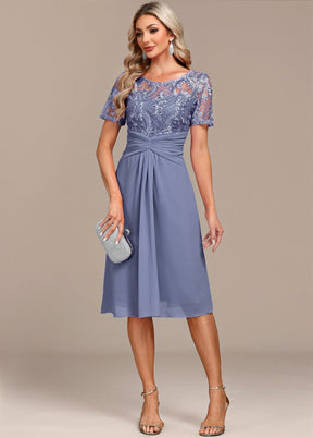 Vestido Plus Size Dusty Blue Lace H Shape
