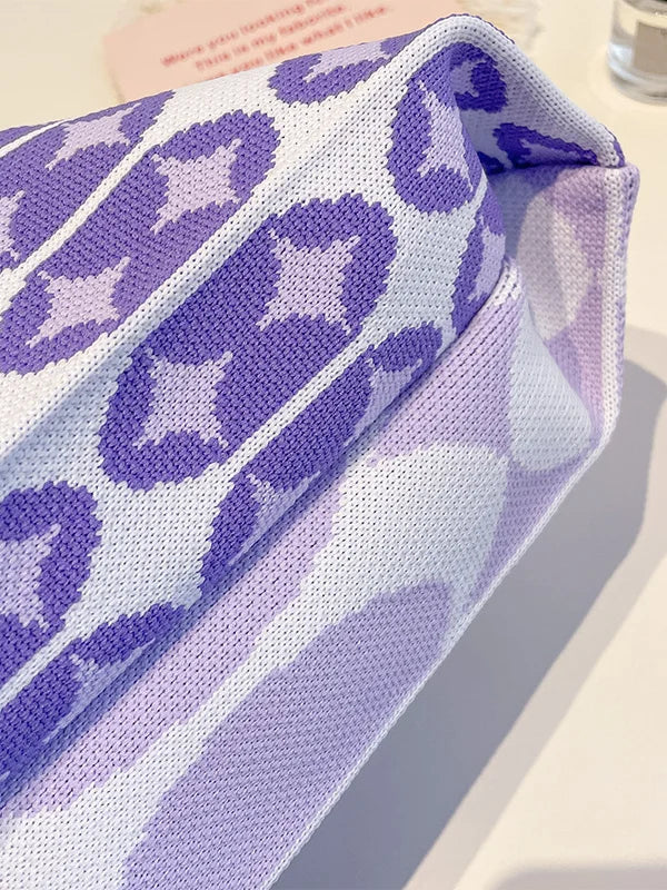 Bolsa De Tecido Rômbico Em Cor Contrastante