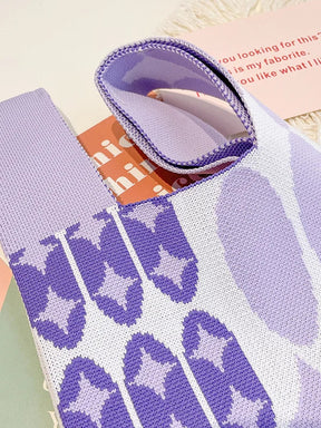 Bolsa De Tecido Rômbico Em Cor Contrastante