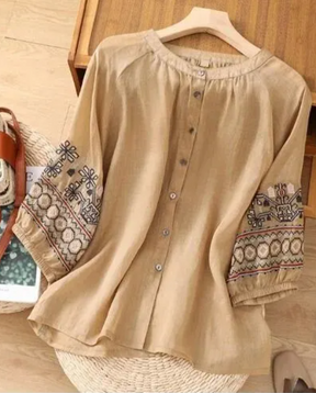 Camisa Com Bordado Elisa Damasco / M