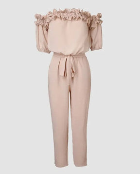 Macacão Ombro A Com Babado E Bainha Amarrada