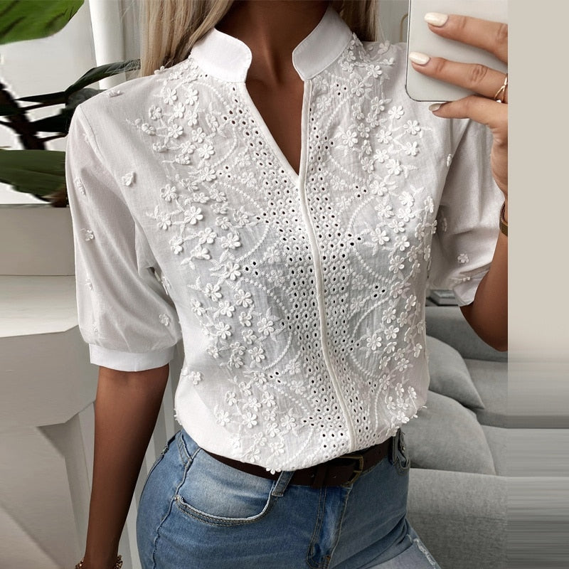 Camisa Bordada Valentina Floral Feminina