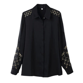 Camisa Com Renda E Bordado Uyara