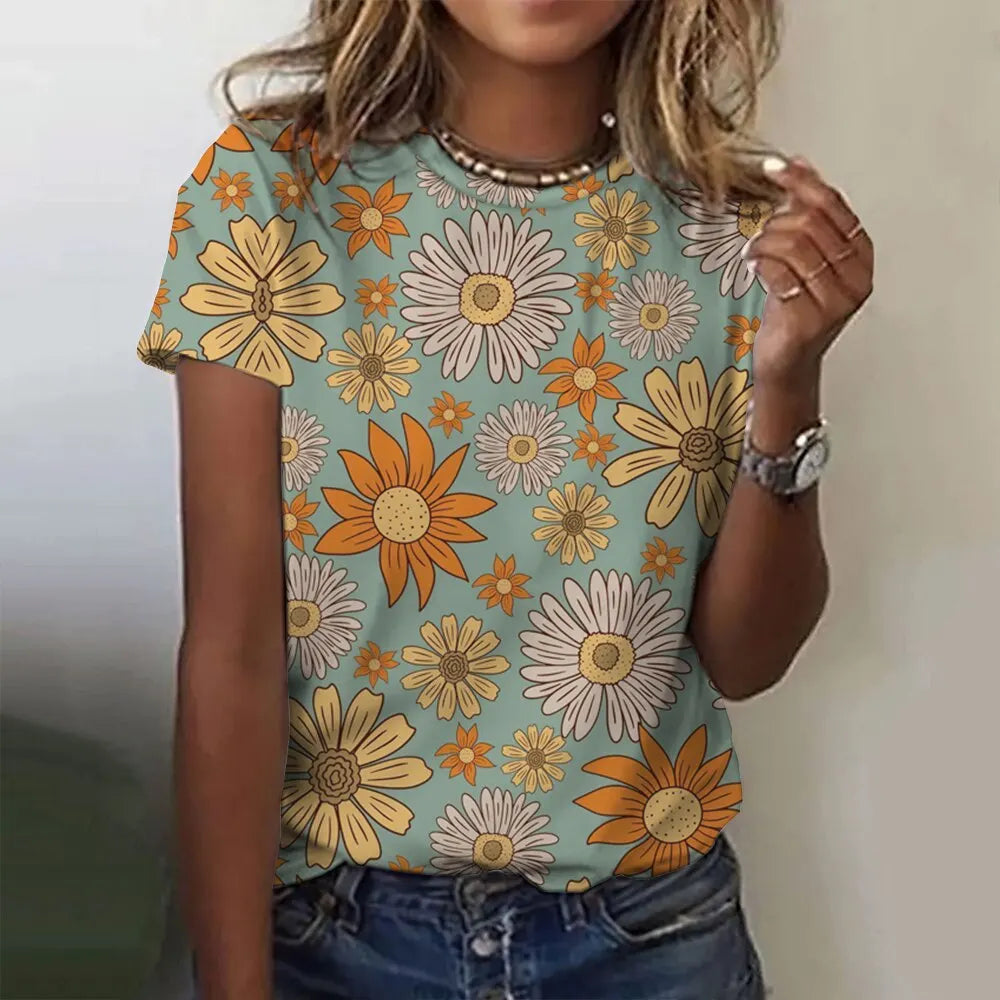 Camisa Florida Alaíde Azul / Pp
