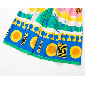Traf Printed Long Skirts For Women Fashion 2023 Pleated Midi Skirt Woman High Waist Sets Streetwear