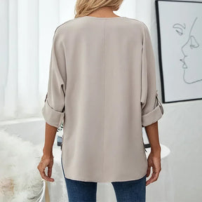 Solid Casual Loose Blouses For Women Fashion 2023 Autumn Vintage Women’s Oversized Shirts And