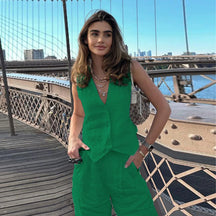 Conjunto De Linho Alana Verde / P