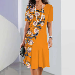 Summer Dresses For Women Fashion Colorblock Print Top Holiday Casual Short Sleeve Harajuku Floral