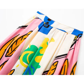 Traf Printed Long Skirts For Women Fashion 2023 Pleated Midi Skirt Woman High Waist Sets Streetwear