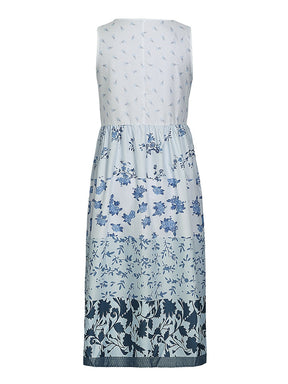 Plus Size Casual Women Summer Midi Dress 5Xl 2023 Large Floral Print Sleeveless Crewneck A Line Boho