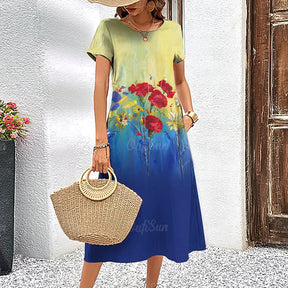 Women Summer Short Dress Festival Outfit Female 2023 Girls Fashion Pullover Floral 3D Print Elegant