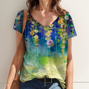 Camisa Florida Leandra Azul / P