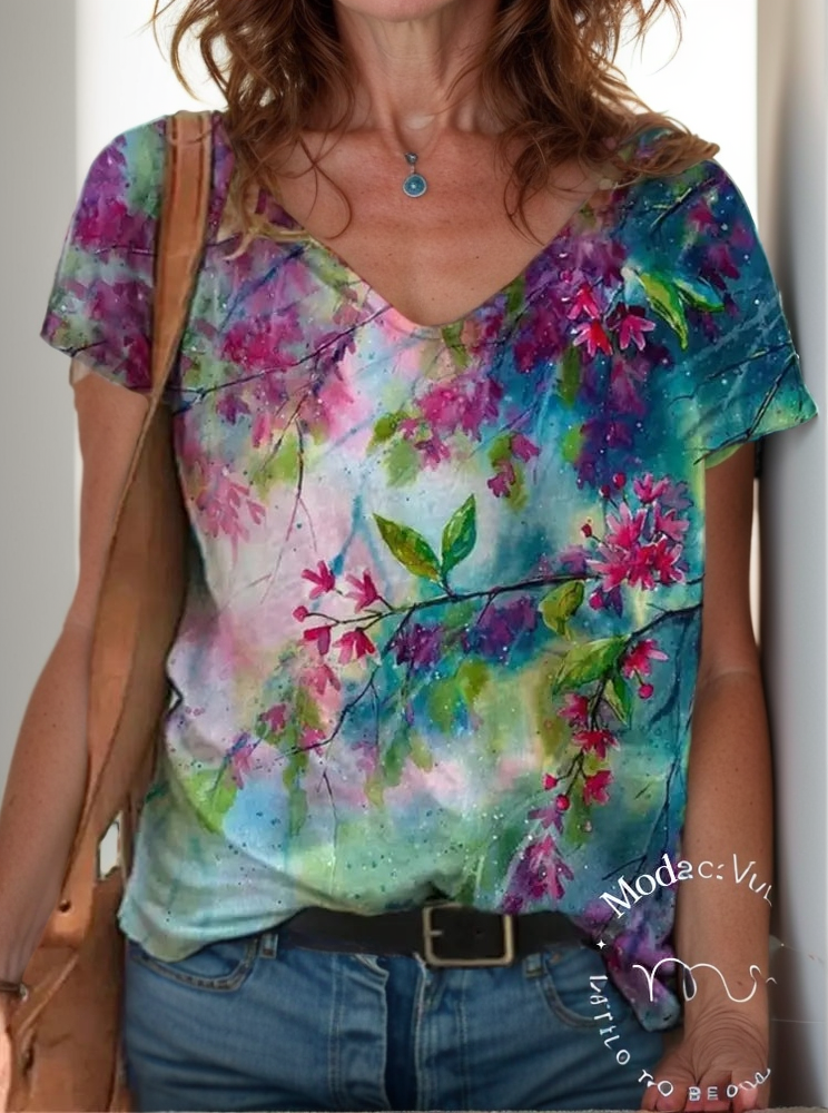 Camisa Anabele Azul Plantinhas / P Feminina