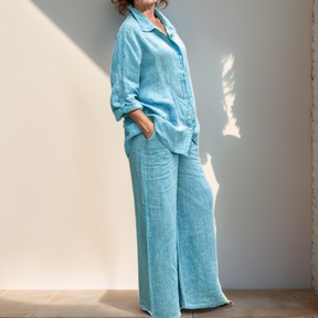 Conjunto De Linho Alexia Azul / P