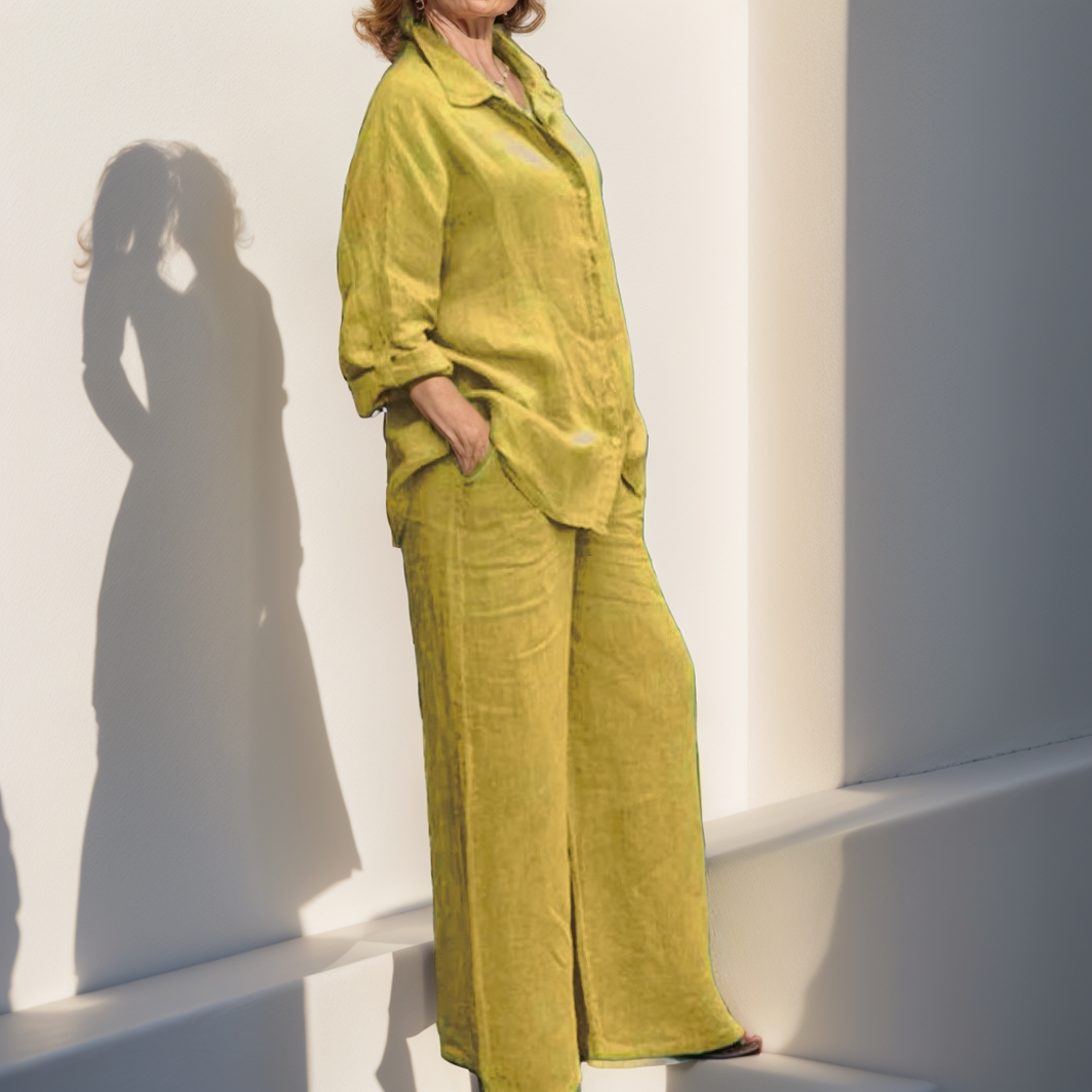 Conjunto De Linho Alexia Amarelo / P