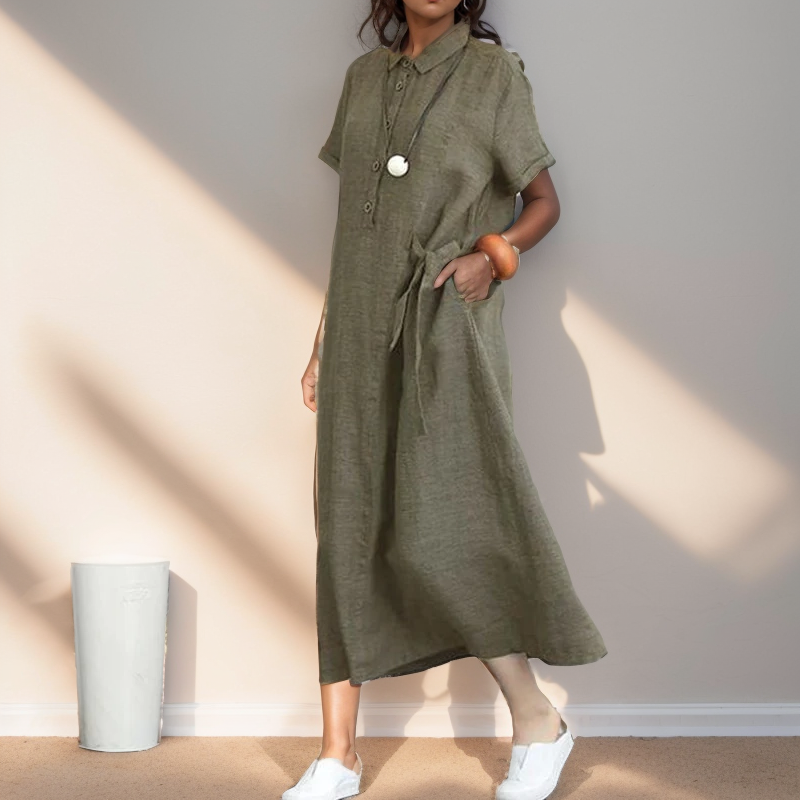 Vestido Vintage De Linho Cornelia Feminino