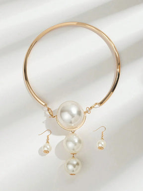 Conjunto De Joias Festa Pérolas Artificiais Exageradas