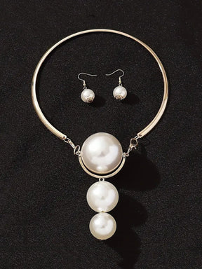 Conjunto De Joias Festa Pérolas Artificiais Exageradas