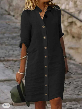 Vestido De Linho Isadora Preto / P