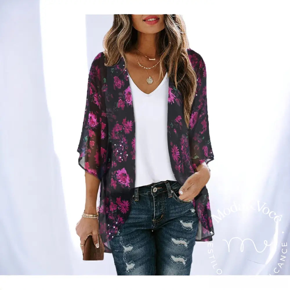 Blusa Cardigan Floral Julie 1 / P