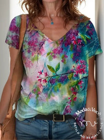 Camisa Anabele Azul Plantinhas / P Feminina