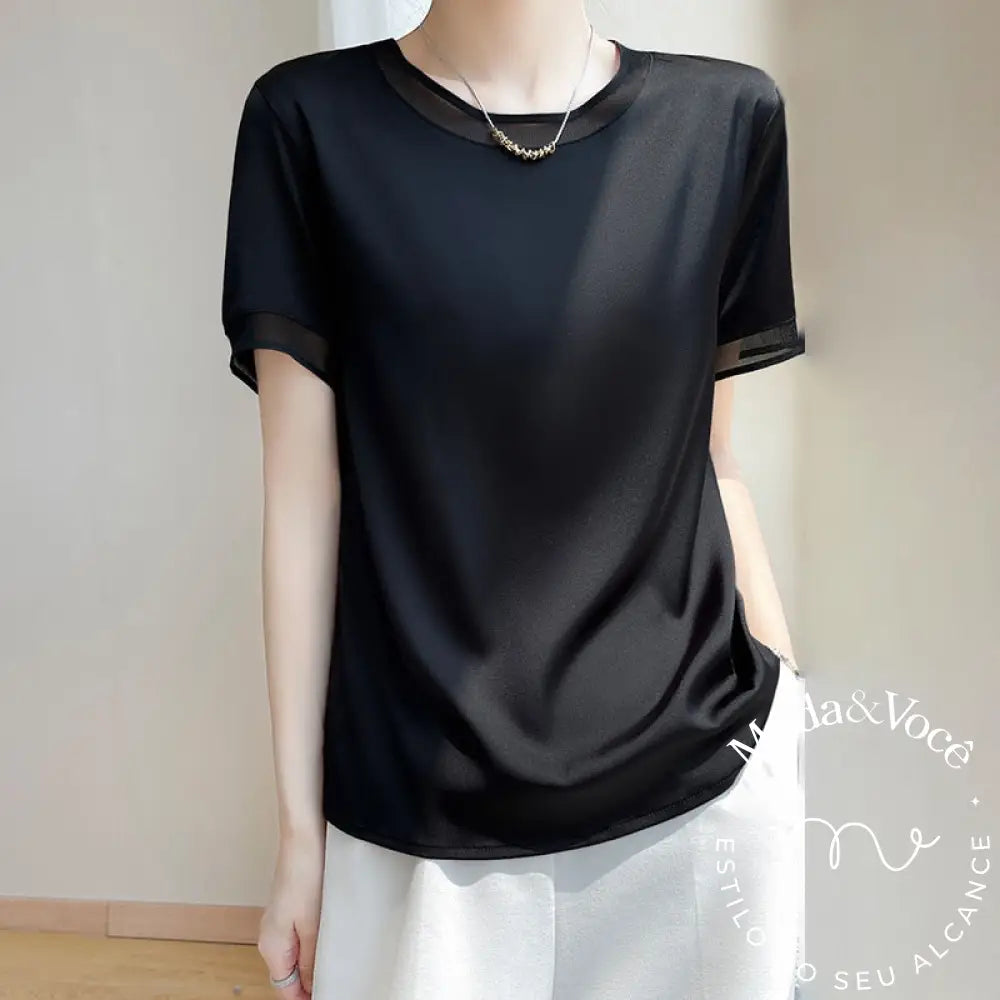 Camisa De Seda Deise Preta / M