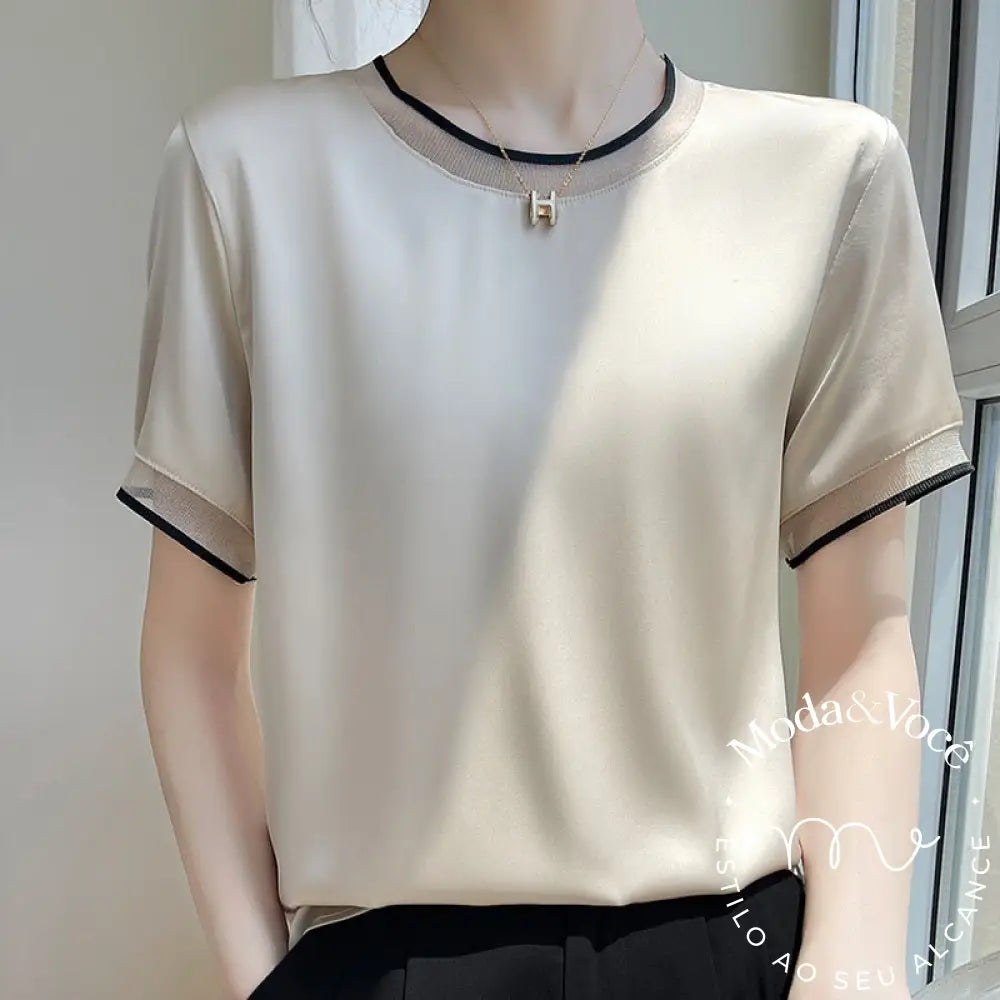 Camisa De Seda Deise Bege / M