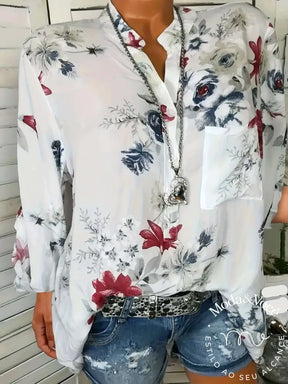 Camisa Floral Adriane Luiza Branca / P Camisa 04