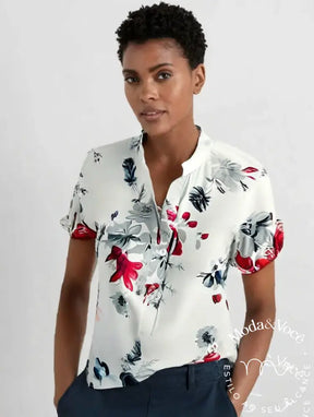 Camisa Floral Adriane Luiza Branca / P Camisa 04