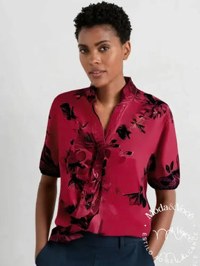 Camisa Floral Adriane Luiza Vermelha / P Camisa 04