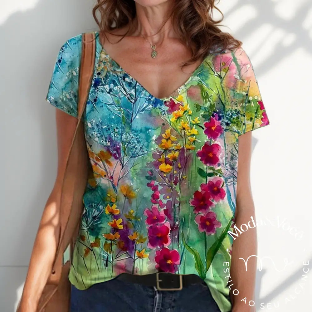 Camisa Florida Leandra Colorida / P