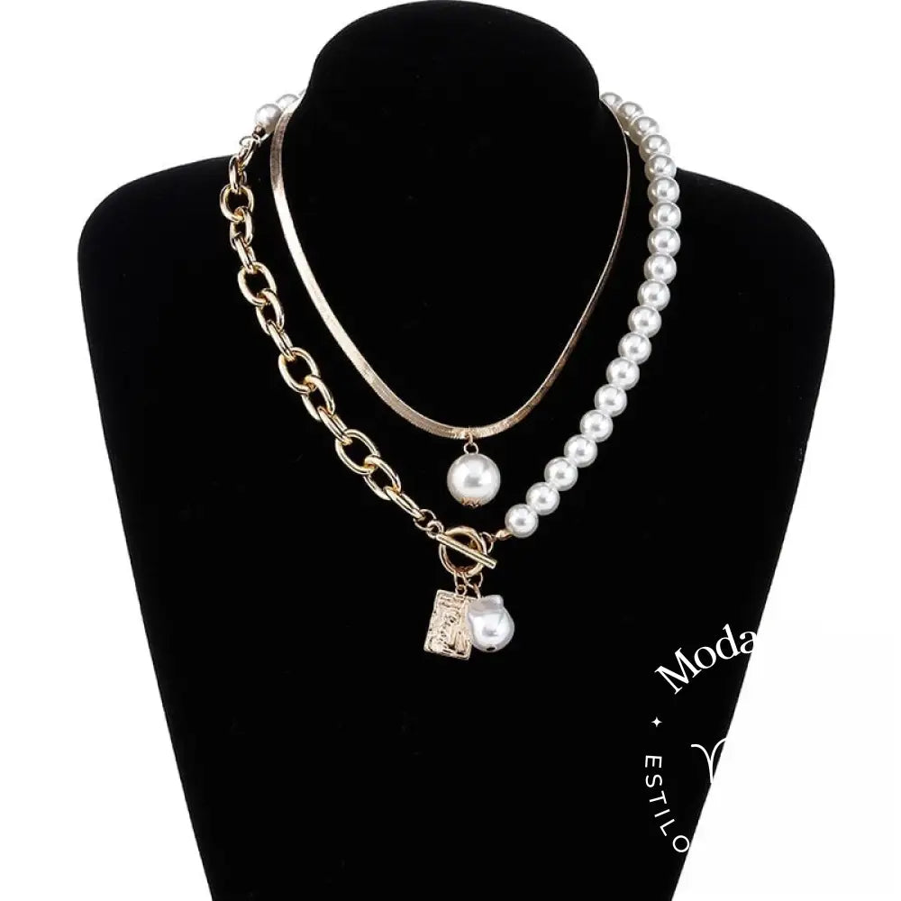 Colar De Ouro Com Pérolas Barroca