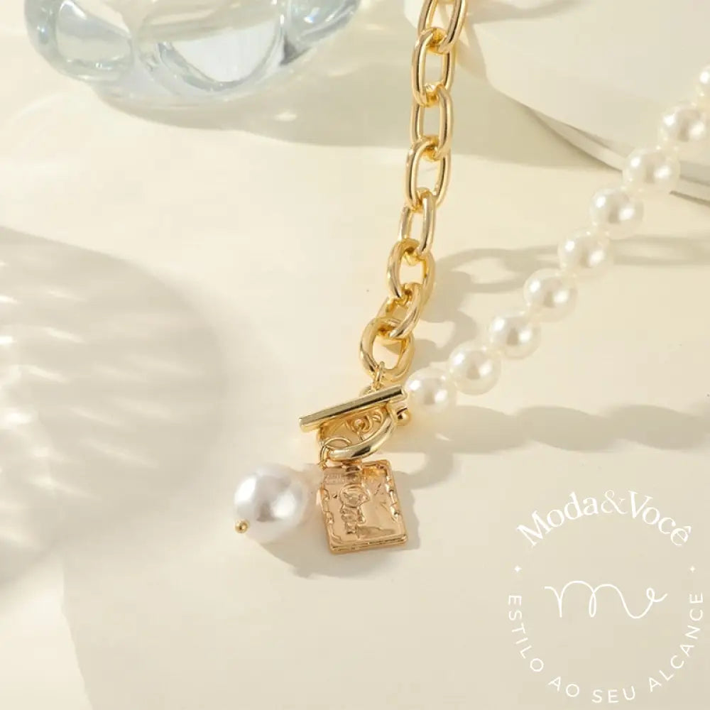Colar De Ouro Com Pérolas Barroca