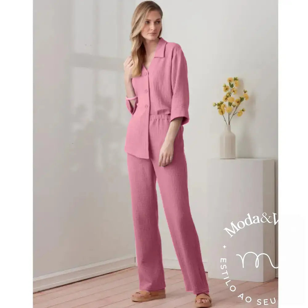 Conjunto De Linho Alexia Rosa / P