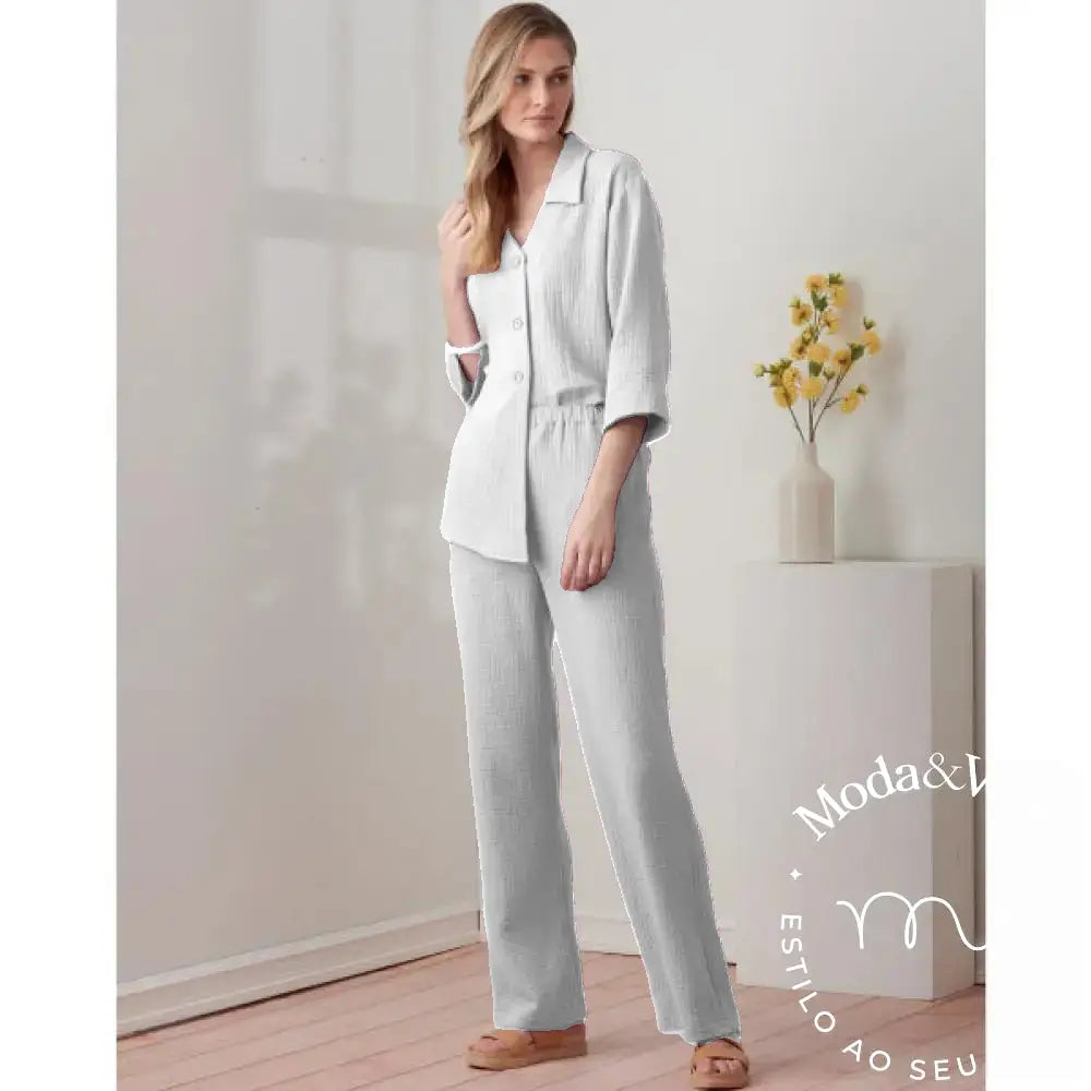 Conjunto De Linho Alexia Branco / P