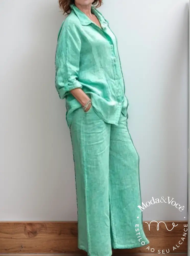 Conjunto De Linho Alexia Verde / P