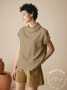Camisa De Linho Louise Bege / P