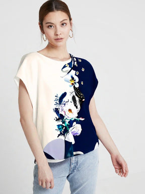 Camisa De Seda Floral Grace Azul / M Feminina