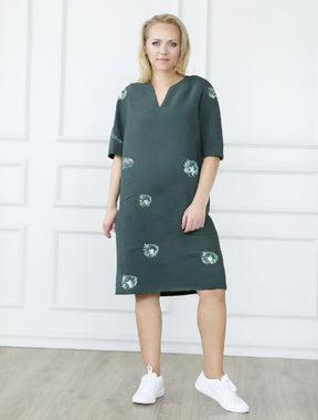 Vestido De Linho Marcela Cinza / M Vestuário Feminino
