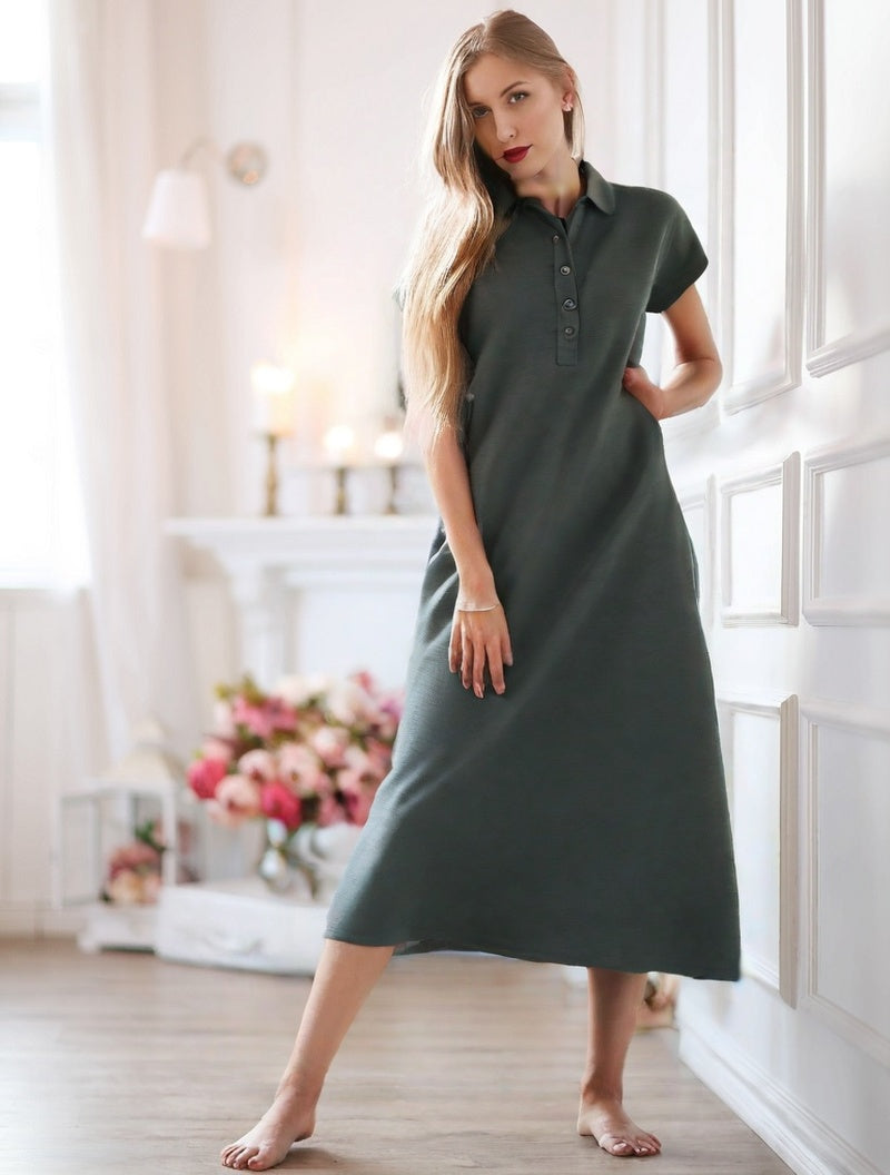 Vestido Vintage De Linho Cornelia Cinza Escuro / P Feminino