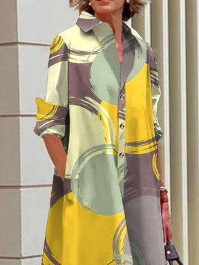 Vestido Camisa De Bolinhas Abstratas Urbanas