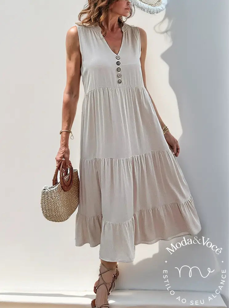 Vestido Agnes Bege / P