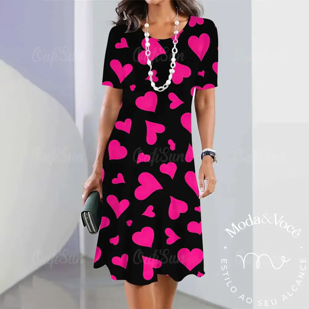 Dot Print Women’s Dress 2023 Elegant For Female Summer Fashion Stitching O - Neck Loose Vacation