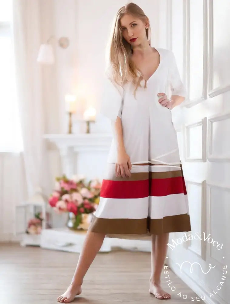 Vestido De Algodão Casual Mallorca