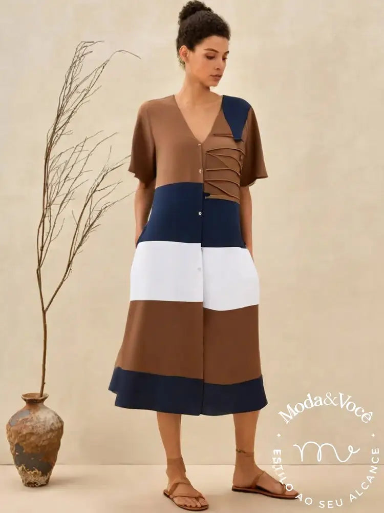 Vestido De Algodão Casual Mallorca Cáqui / P