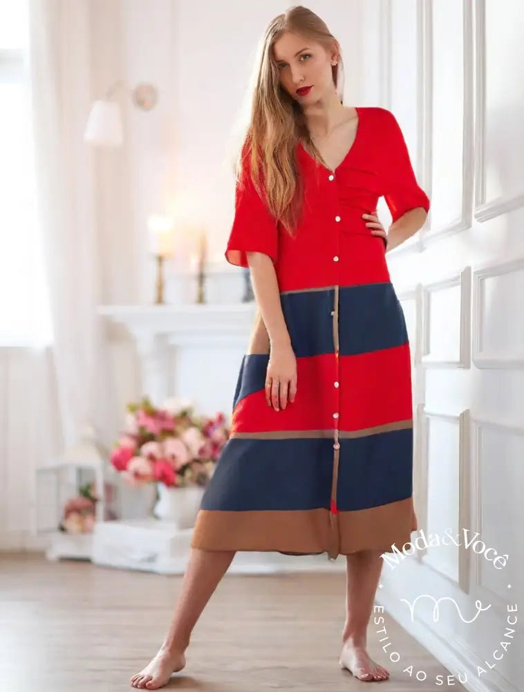 Vestido De Algodão Casual Mallorca Vermelho / P