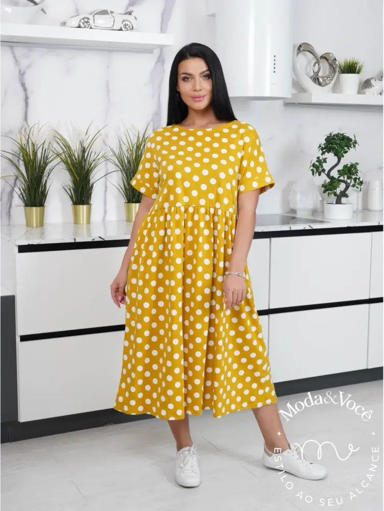 Vestido De Linho Ivone Amarelo / P